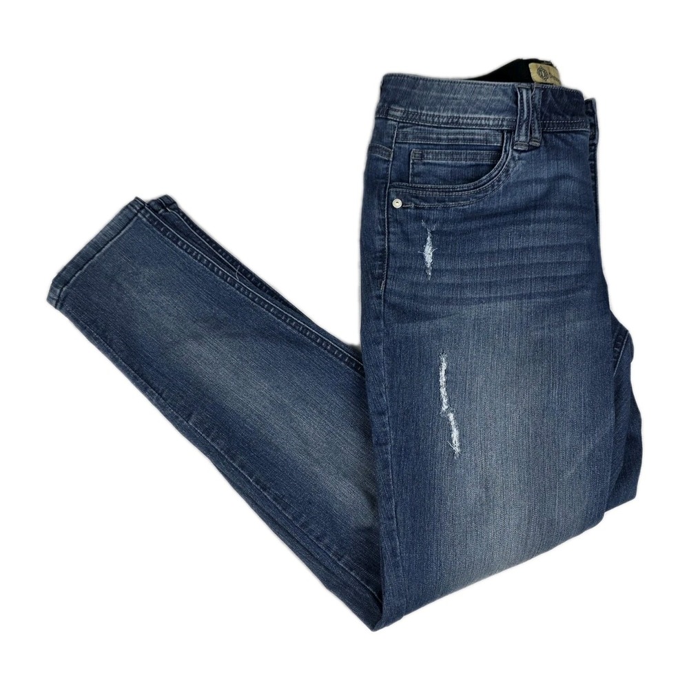 Democracy Jeans Womens‎ 8 Blue "Ab"technology Mid Rise Skinny Stretch Distressed